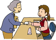 窓口にスタンドを立てて待ち時間を表示